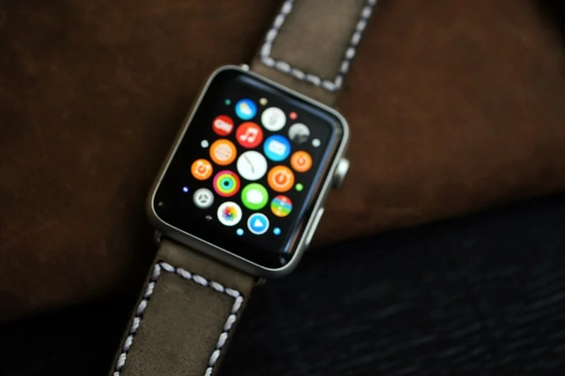 AWBF04-D3 WHITE handgefertigt Vintage Leder Uhrenarmband incl. Lugs Adapter für Apple Watch 1 und 2 (oder Apple Watch Sport) 42mm oder 38mm – Bild 3